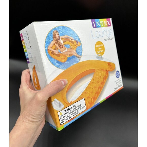 Intex Sit N Float Inflatable Lounge Pool Chair Swimming Beach Orange New In Box - Picture 11 of 14